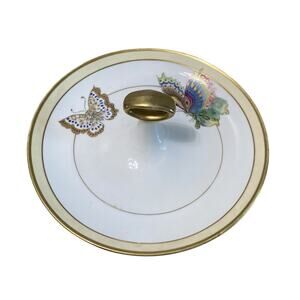 Antique Nippon Hand Painted Morimura Center Handled Nut Dish Butterfly Gold
